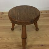 Tabouret tripode chêne massif art déco