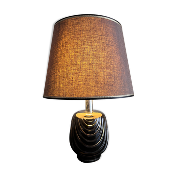 Lampe en céramique noire et or