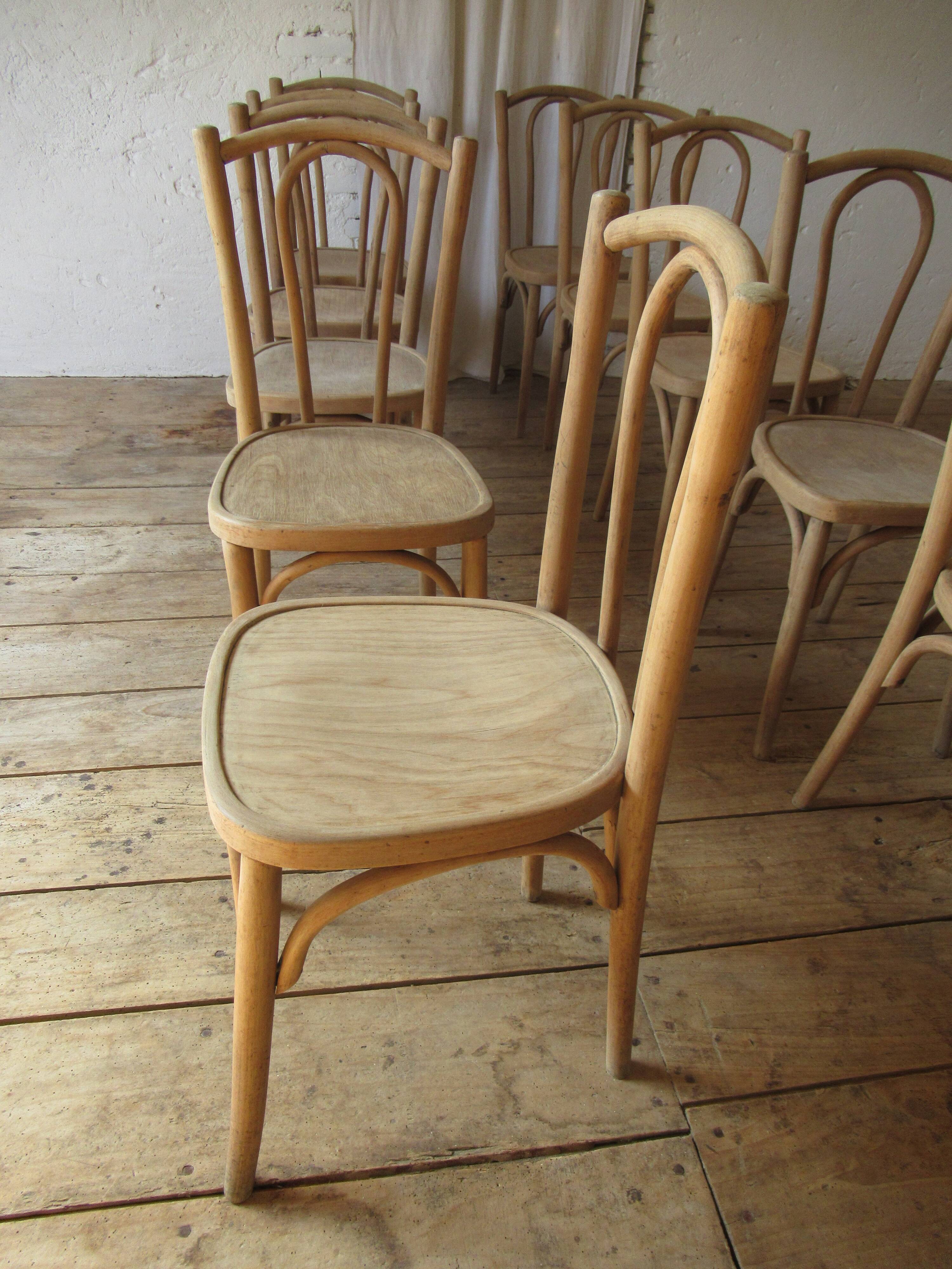 Raw wood bistro chairs.