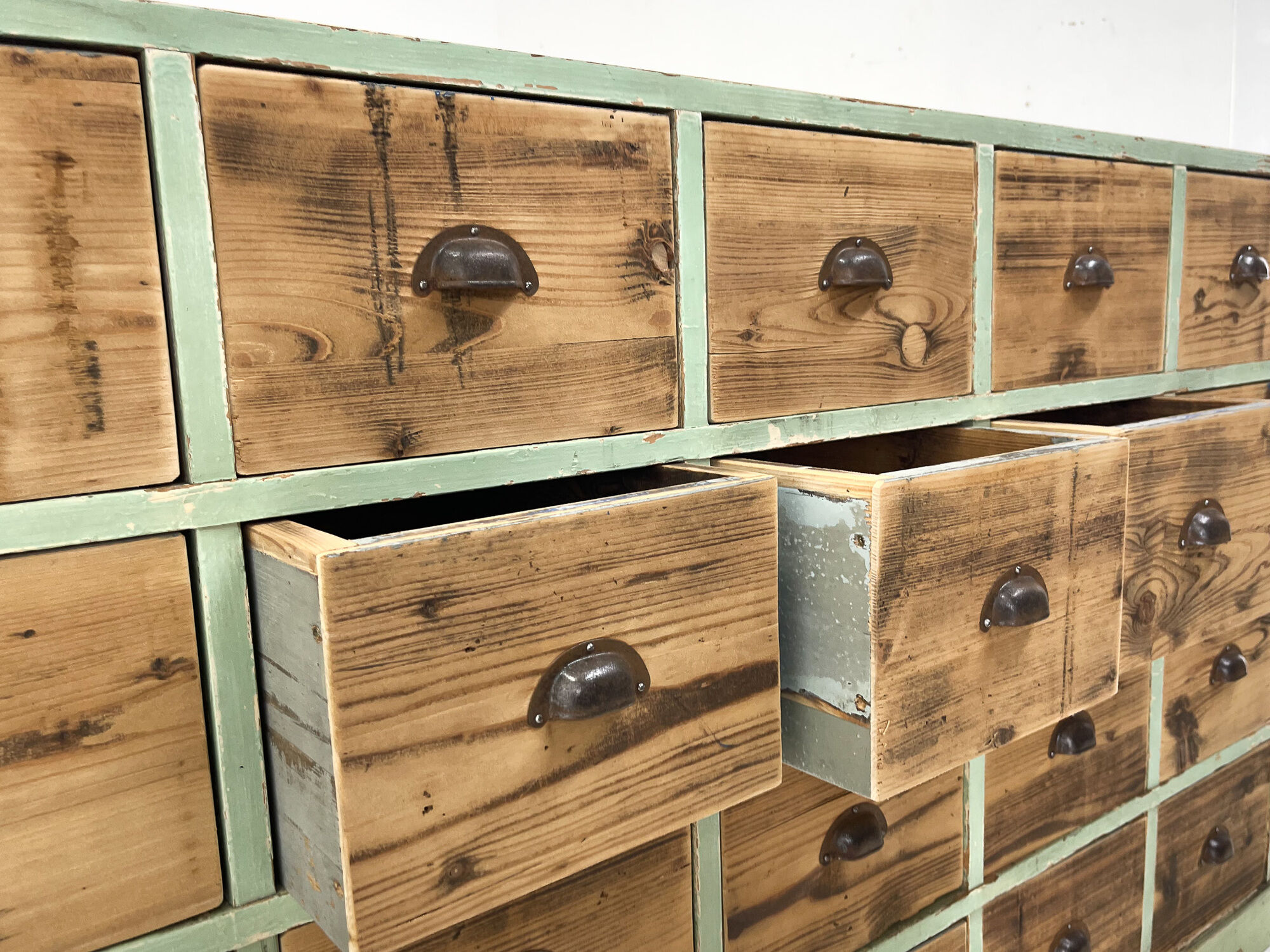 Vintage industrial wooden cabinet with original handels, 1930's