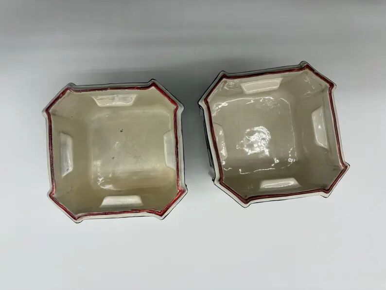 Pair of onion pots Samson 19th century Polychrome earthenware Strasbourg style Antique cache pots