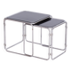 Mid-Century Nesting Tables in Chrome-Plated Steel and Glass, Czechia, 1960s, Set of 2