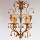 Small Italian chandelier in gold metal with leaves and flowers, c. 1960 (30 cm)