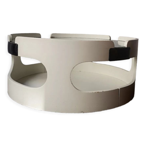 Table basse ronde space age bois