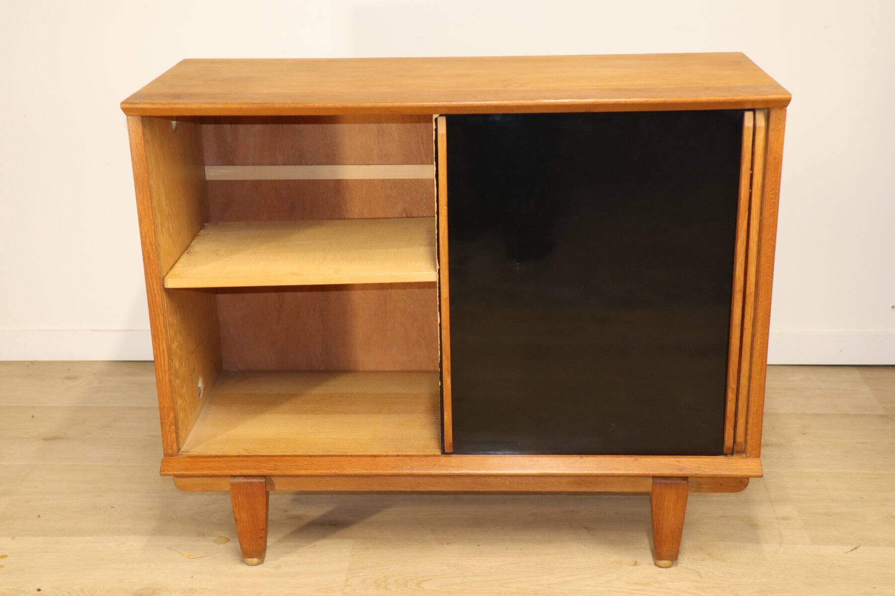 Vintage side table with sliding doors, 1960