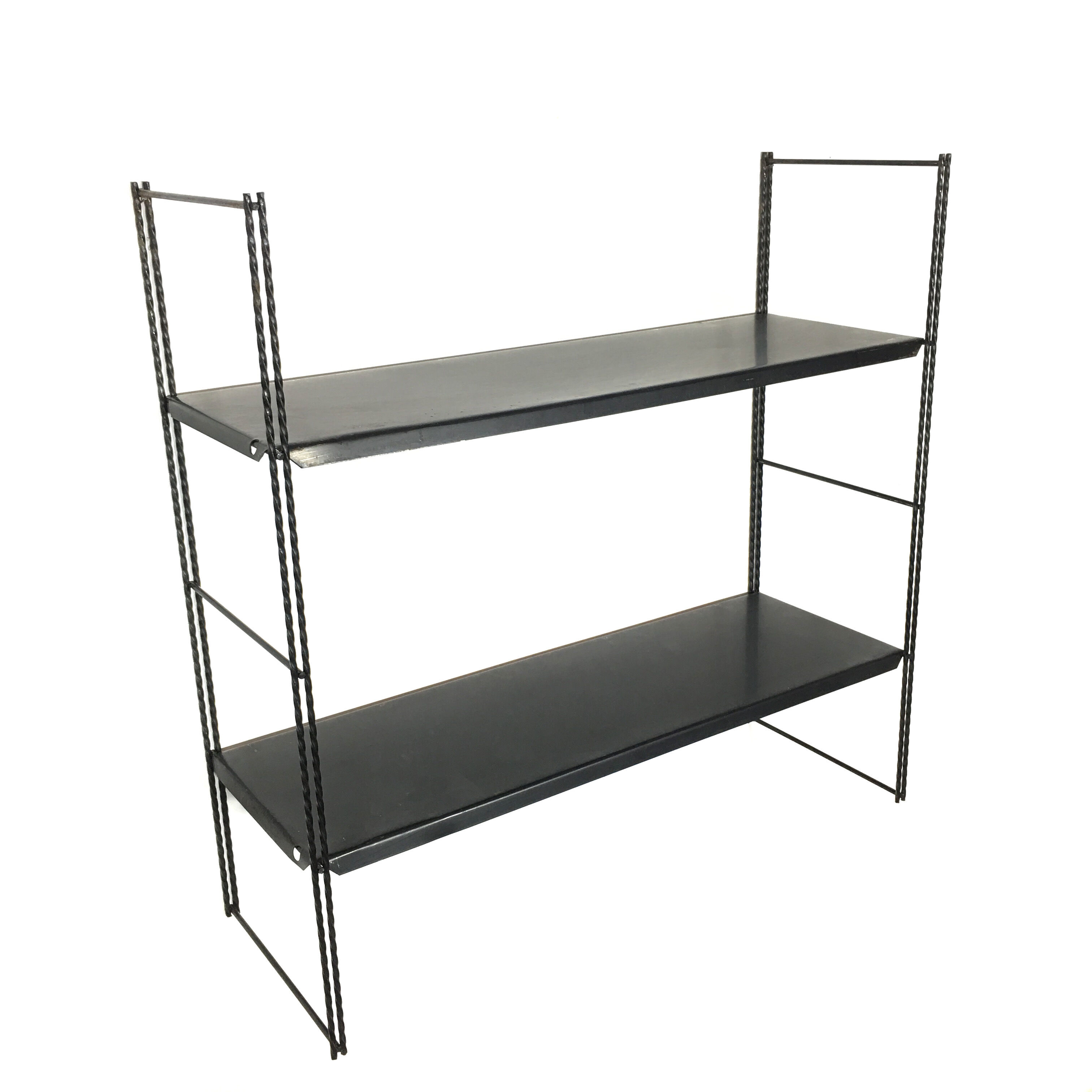 String black metal shelf