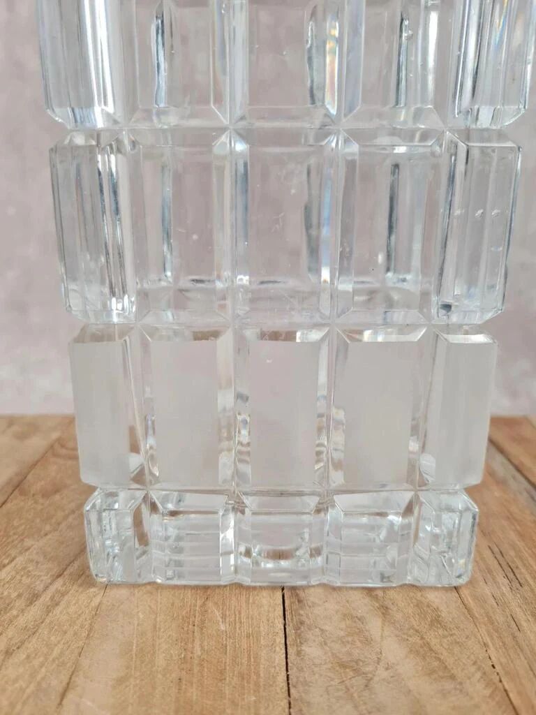 Vintage glass vase with geometric design