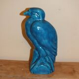 Bird, cracked blue raptor in ceramic