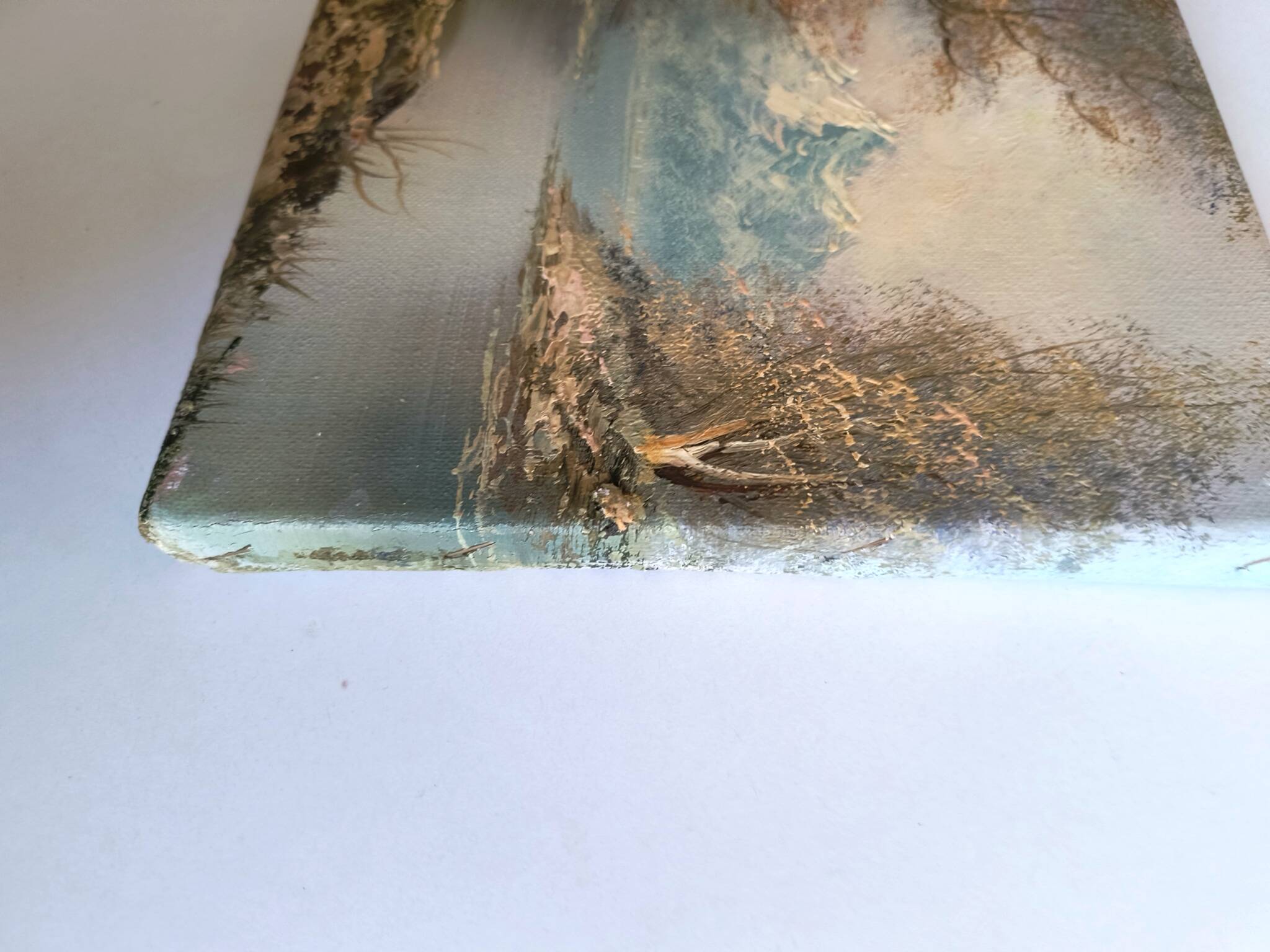 Antique oil painting – Lakeside – nature and tranquility