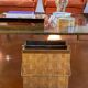 Hollywood regency brass and woven bamboo magazine rack, Metal Linea Nova Italy 1970