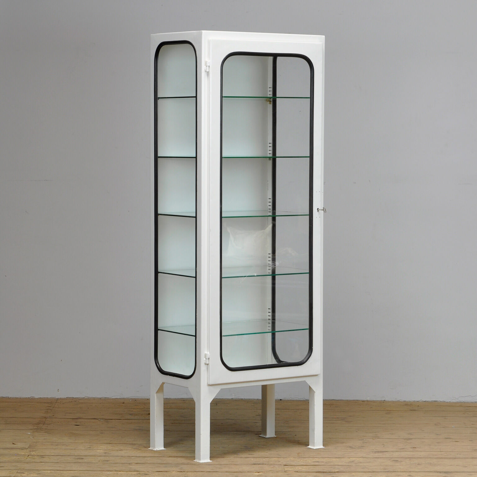 Vintage Medical Cabinet With Five Glass Shelves, 1970s
