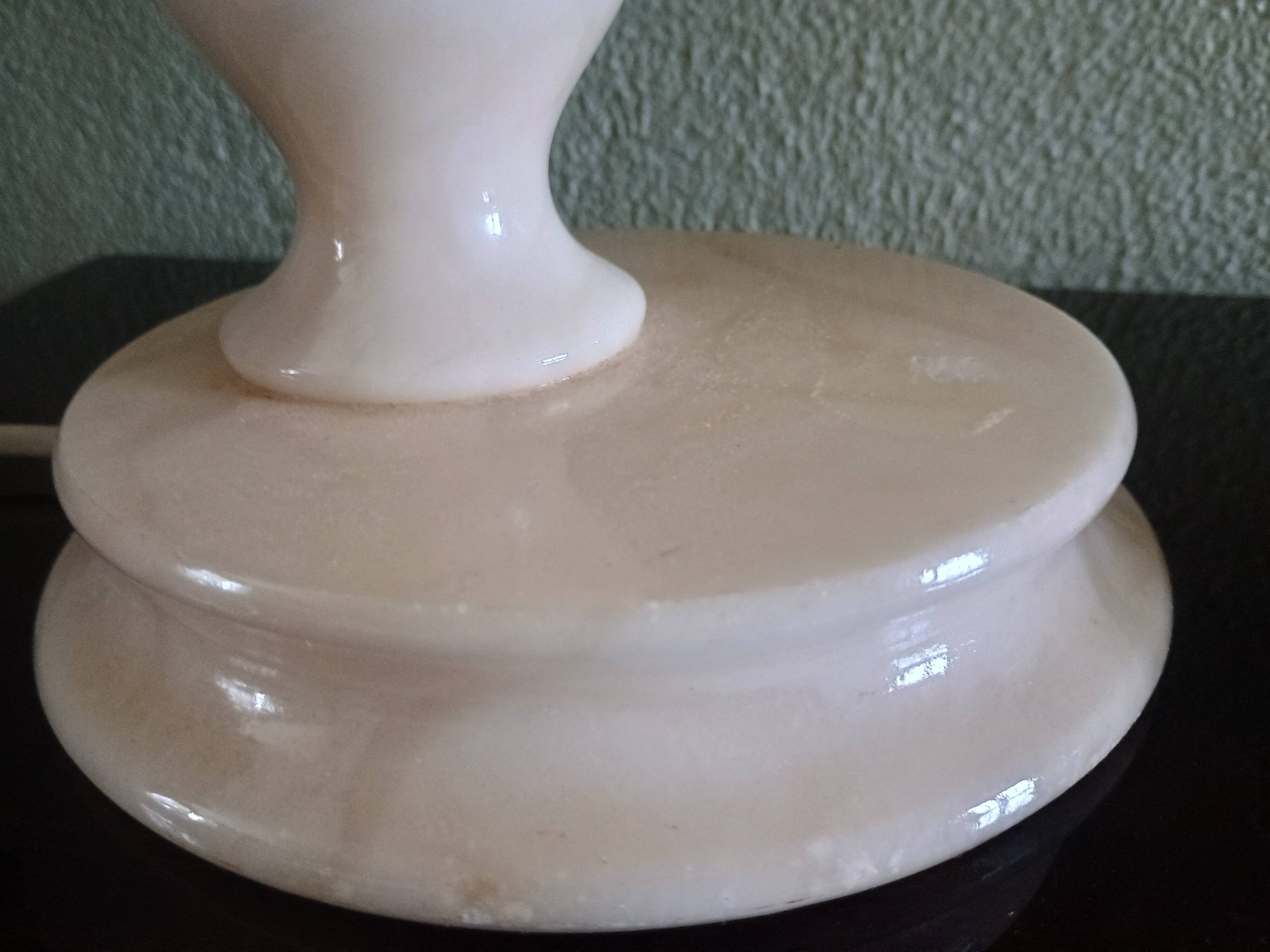 Pair - All-alabaster bedside lamps - vintage