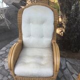 Paire de fauteuils rotin et bambou