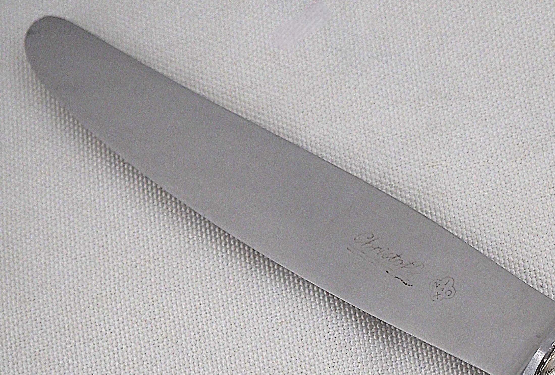 Christofle Marly, 6 table knives, silver-plated, in excellent condition.