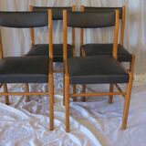 Set of 4 Scandinavian chairs in black faux leather
