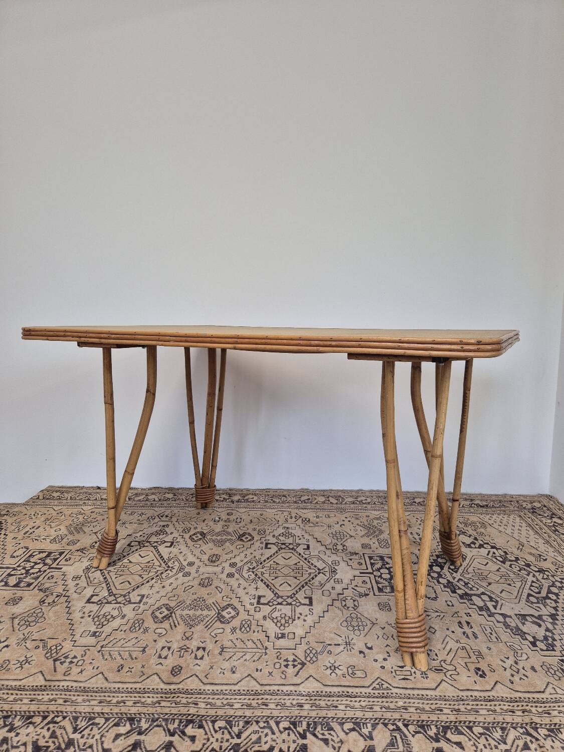 Rattan compass leg dining table, 1950s