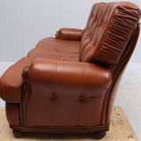 20th Century 3-Seater Sofa — Leather & Wood — Timeless Scandinavian-Inspire