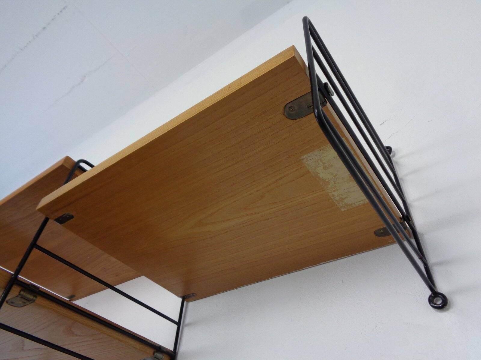 Swedish Ash and Metal Wall Unit by Kajsa & Nils Nisse Strinning for String, 1950s, Set of 9