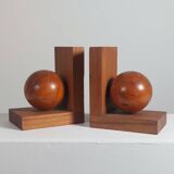 Wooden Art Deco bookends sphere decor