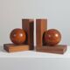 Wooden Art Deco bookends sphere decor