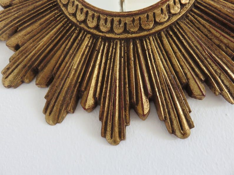 Golden sun mirror witch eye years 60 70 - 25x25cm