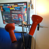 Lampadaire original deux spots orange 1970