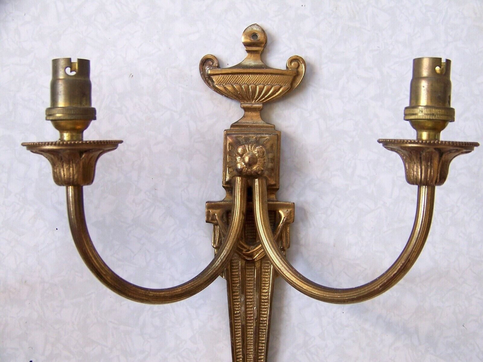 Pair french vintage empire style bronze double wall lights