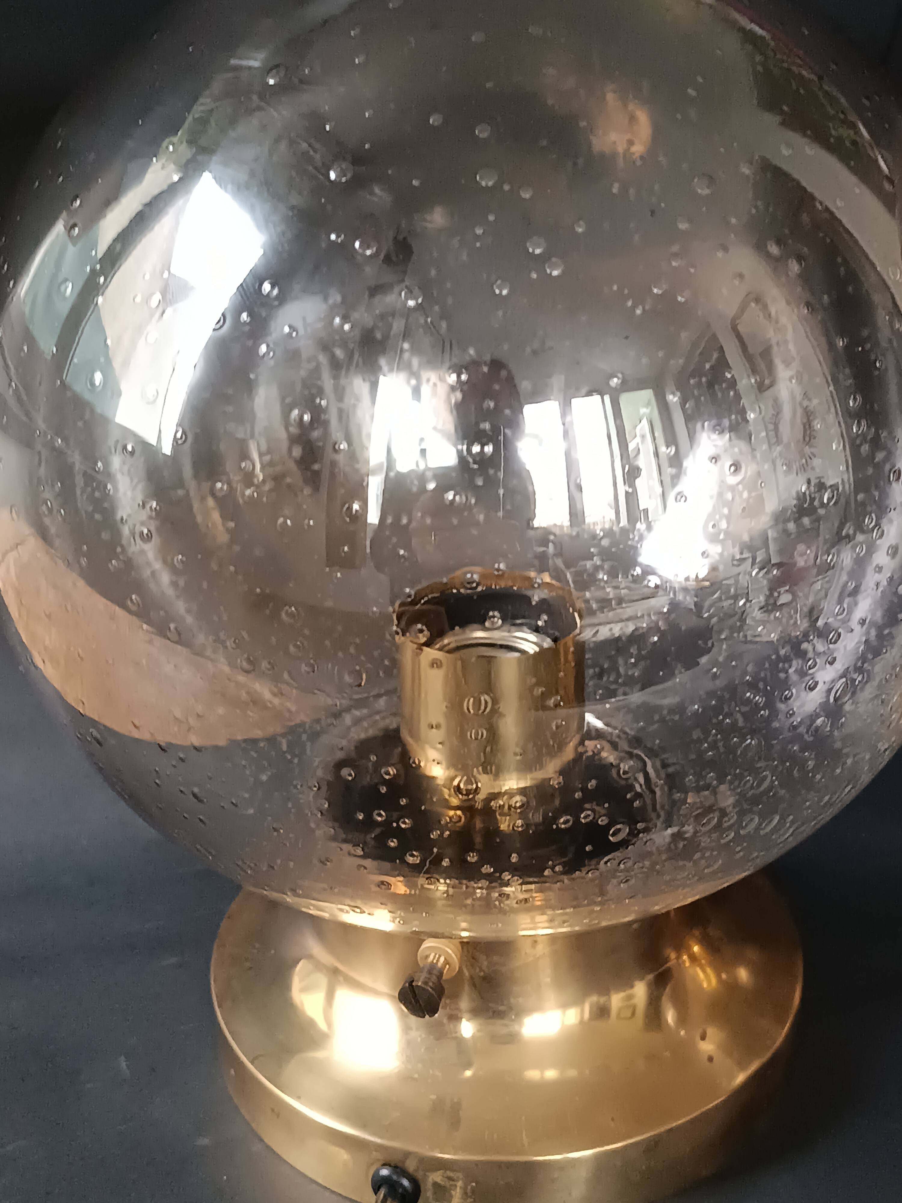 Vintage Limburg table lamp in bubbled glass and brass base
