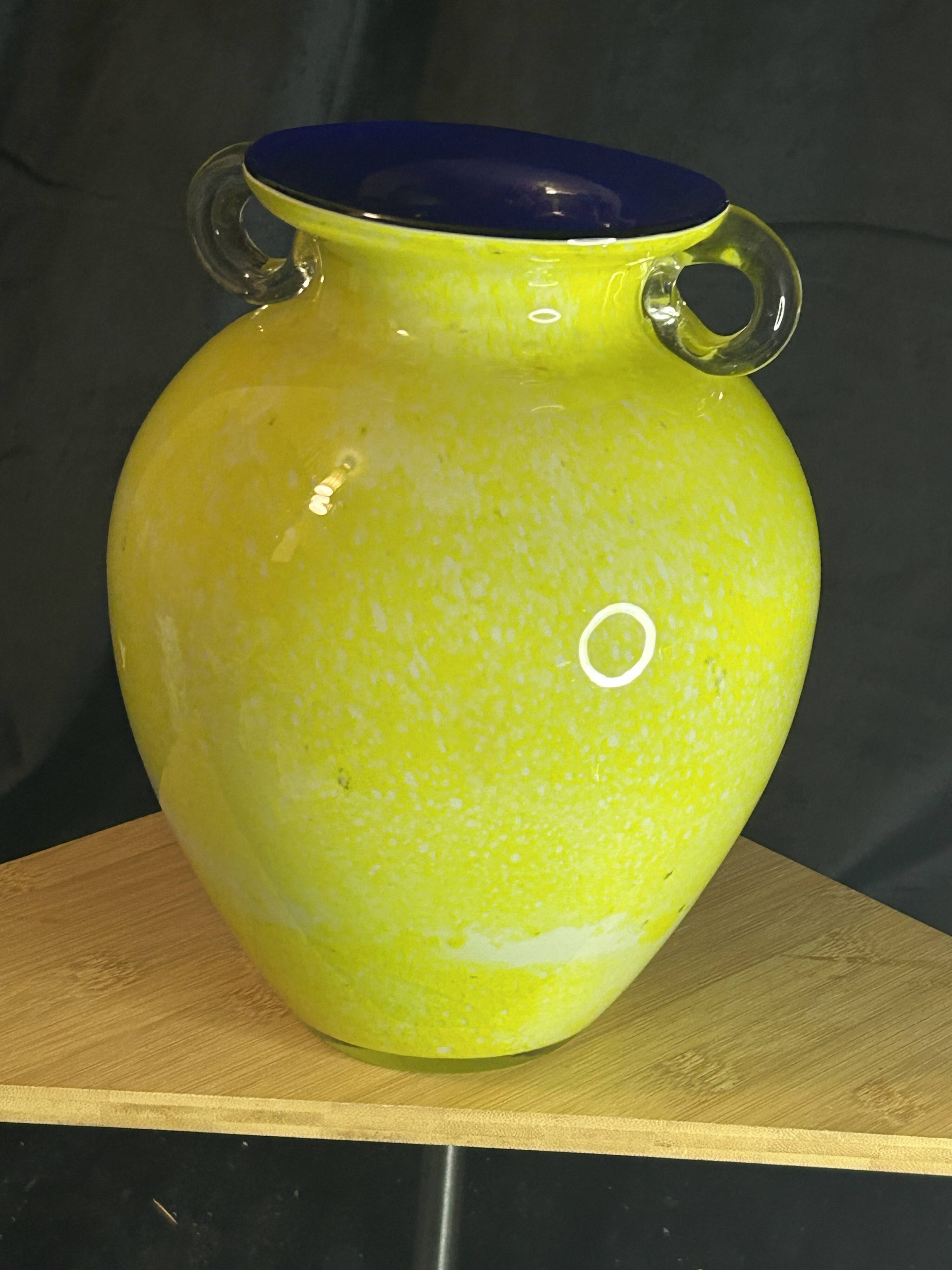 Murano Glass - Moretti Workshop - Large designer glass vase with inclusions
