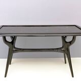 1950s Style Dining Table with Glass Top Lacquered by Enzio Wenk, Italy, 2019