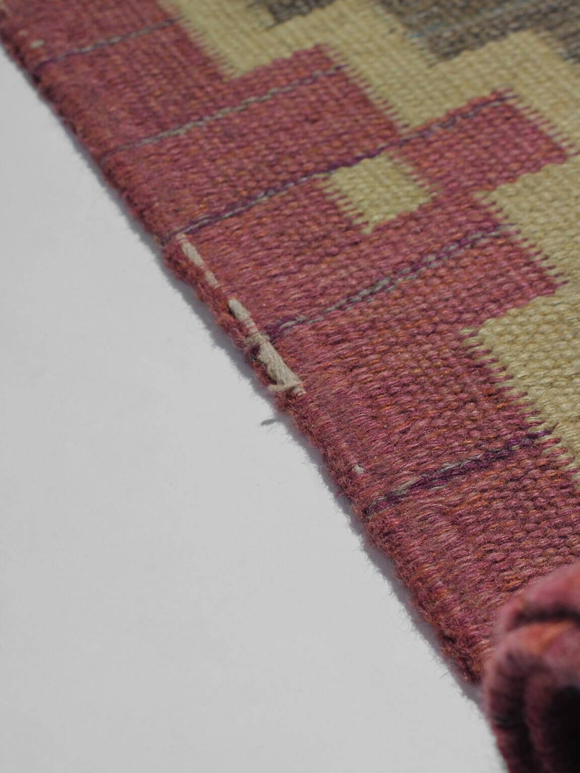 Greta Kruse Mid-Century Wool Kilim 102x264cm, Signed