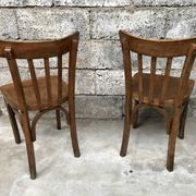 Pair of bistro chairs troquet Parisien in curved wood 1950