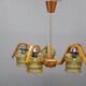 Mid Century Czech Wood Glass Chandelier, 1970s Restored