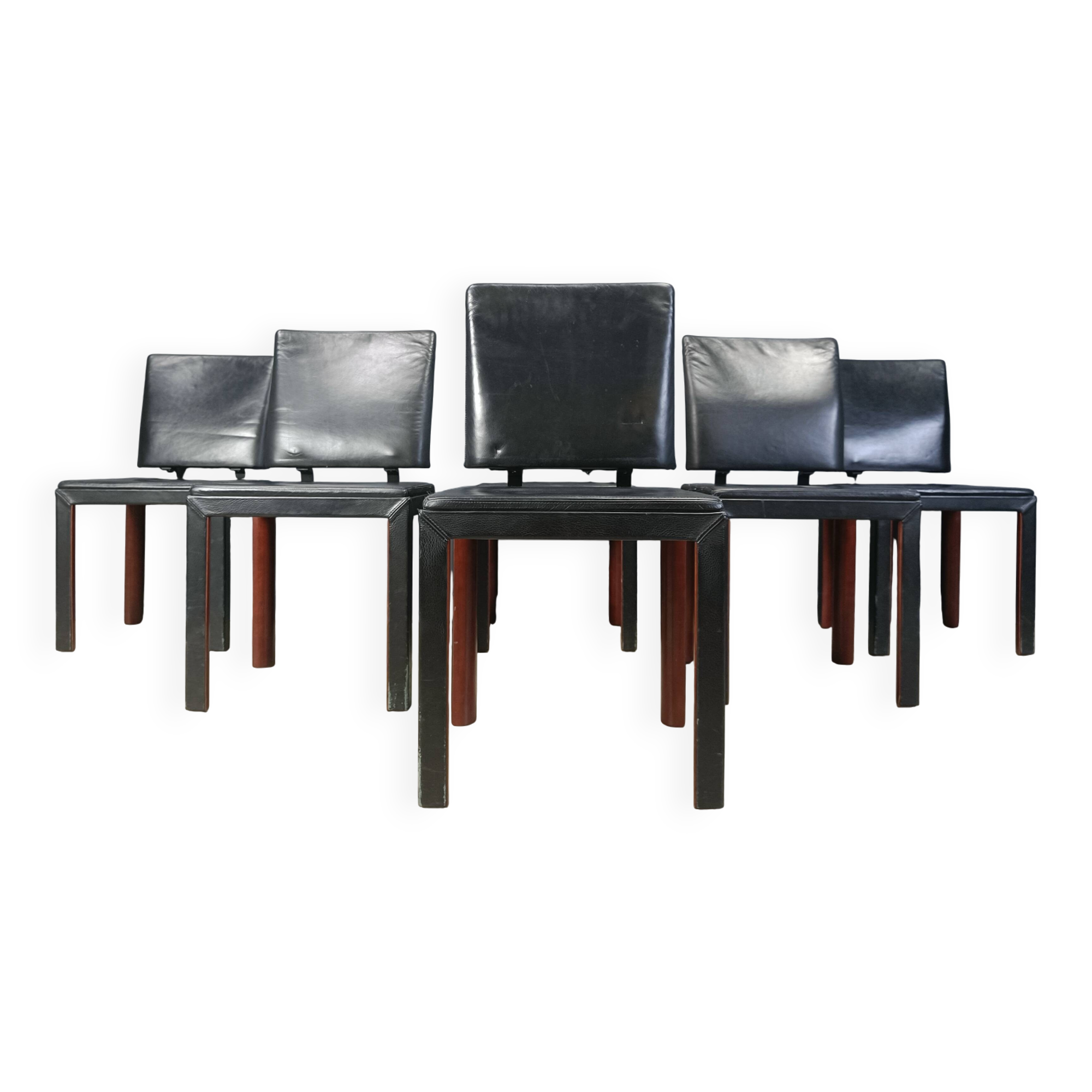 Vintage leather dining chairs by Durlet, 1980s