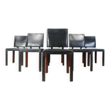 Vintage leather dining chairs by Durlet, 1980s