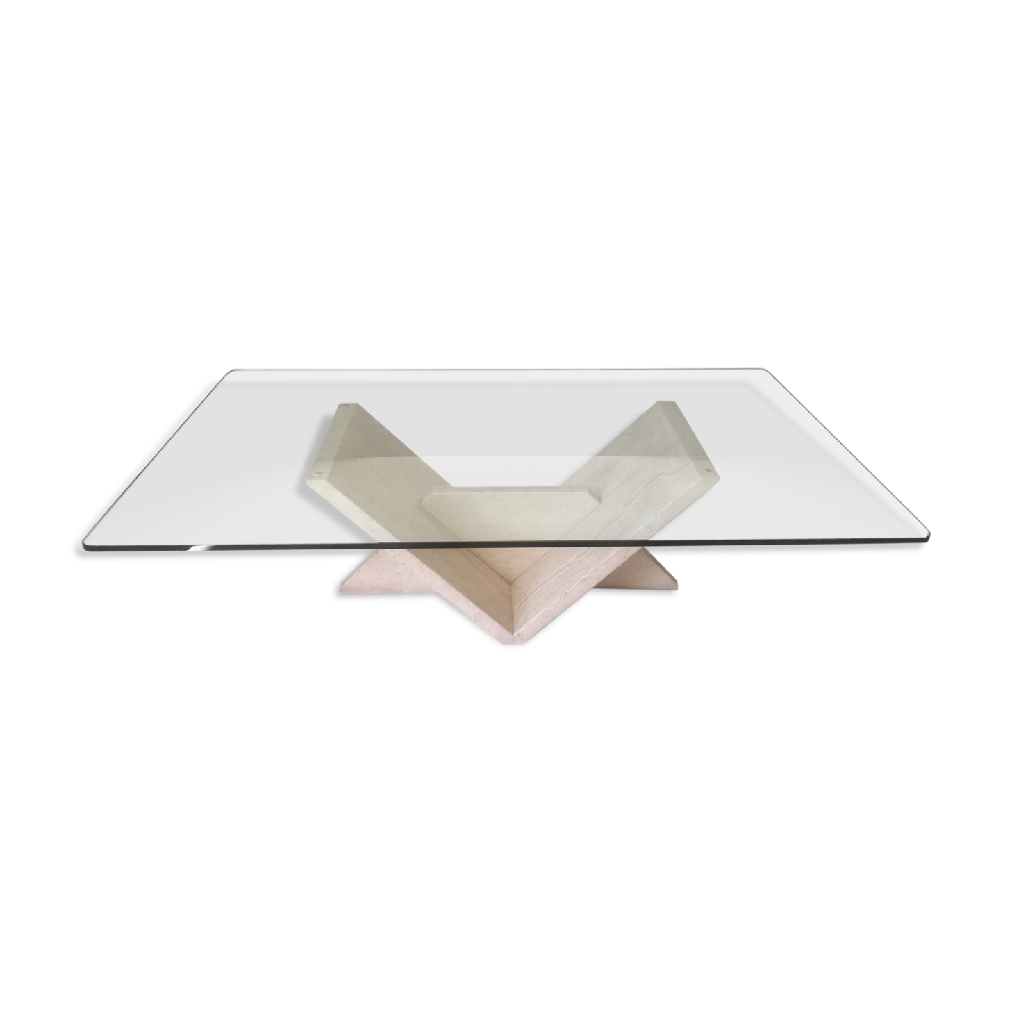 70s glass and stone coffee table