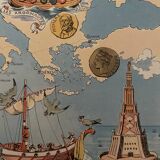Old poster map of the Mediterranean from 1948 - JP Pinchon