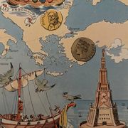 Old poster map of the Mediterranean from 1948 - JP Pinchon