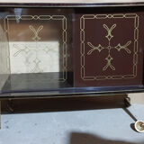 Vitrine meuble bar sur roulettes vintage