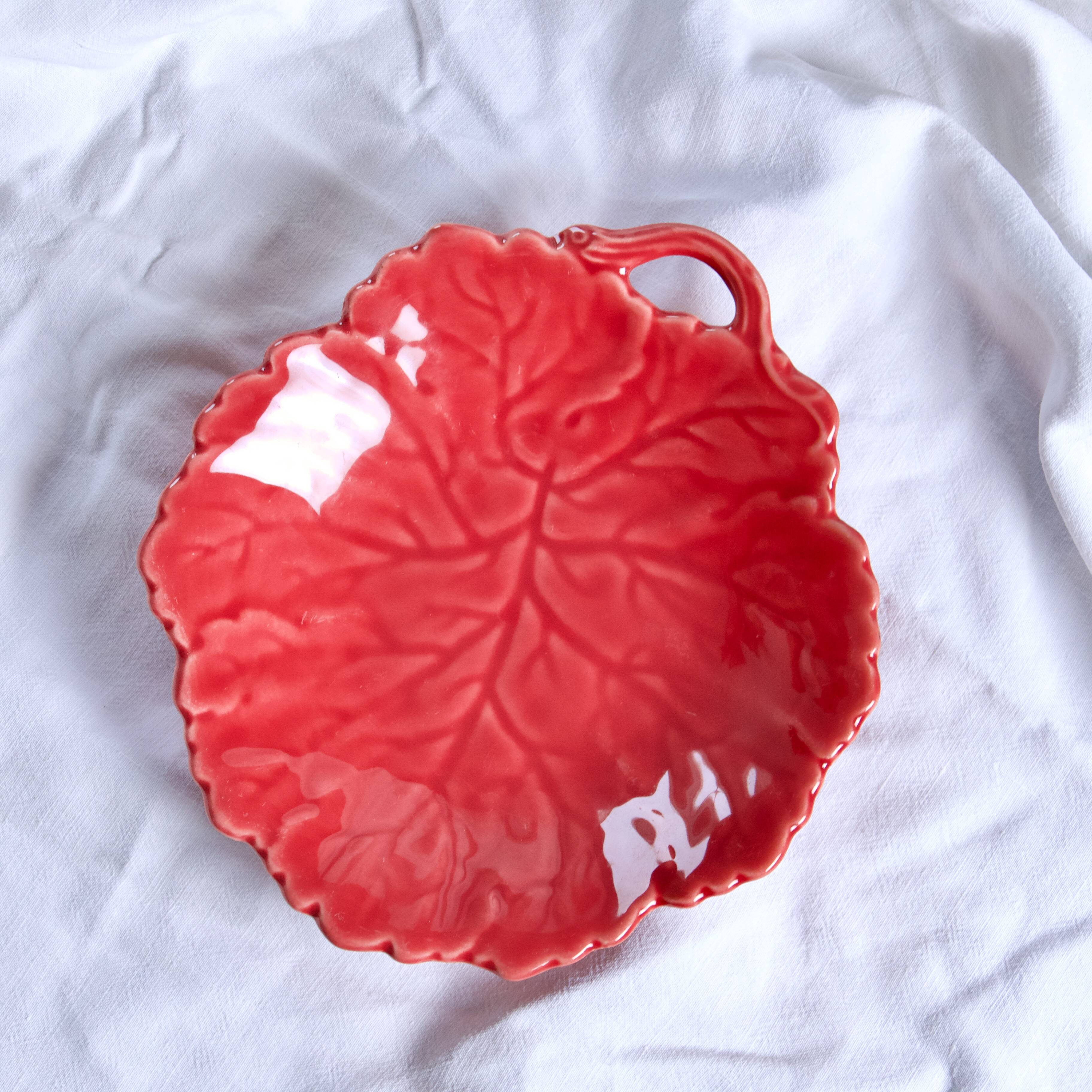 Old Lunéville slip pocket emptier with red leaf