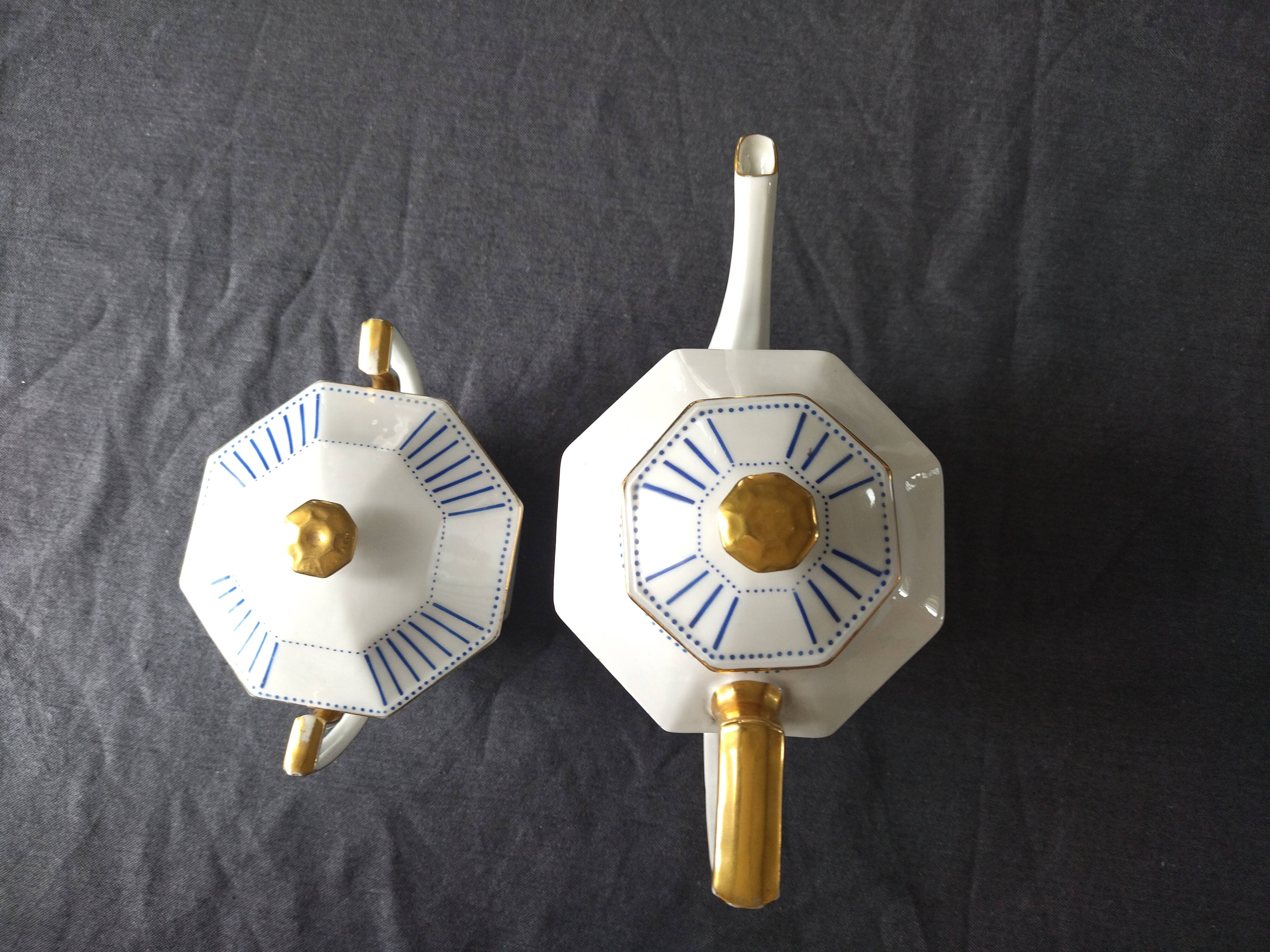 Service à thé en Porcelaine de Limoges F. Legrand and Cie art déco