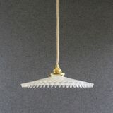 pendant light in antique glass - opaline - white - new socket and cable