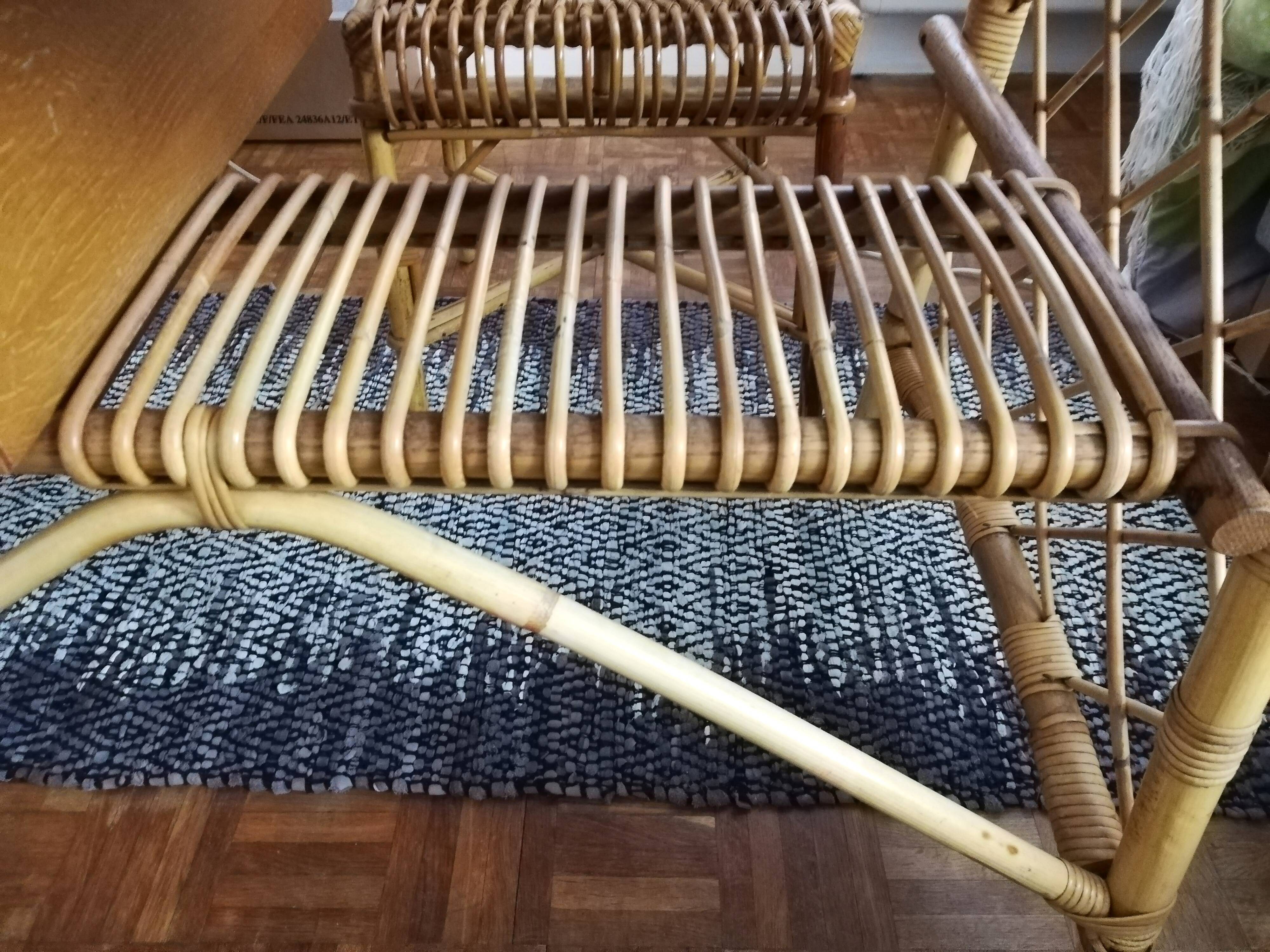Louis Sognot desk and his rattan chair