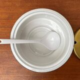 Mid-century brutalist West German pottery punch bowl and cups by WGP of Dümler & Breiden, 1960s, set of 10.