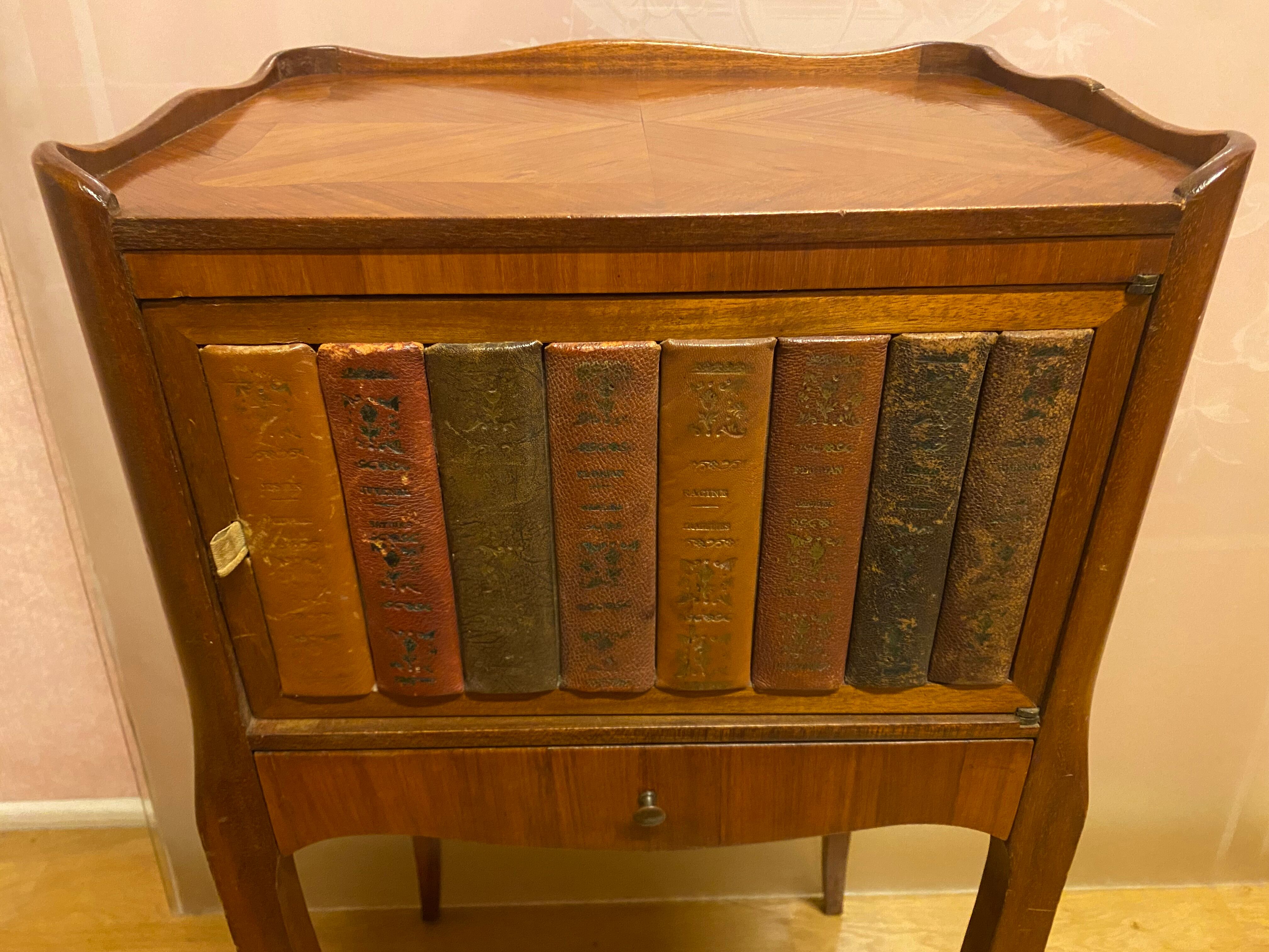 Louis XV style bedside, door imitating books