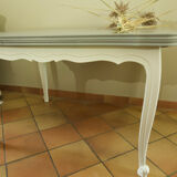 Dining table restyled gray and cream