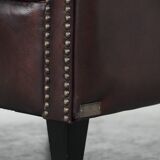 Classic English-style Chesterfield club armchair in cowhide leather