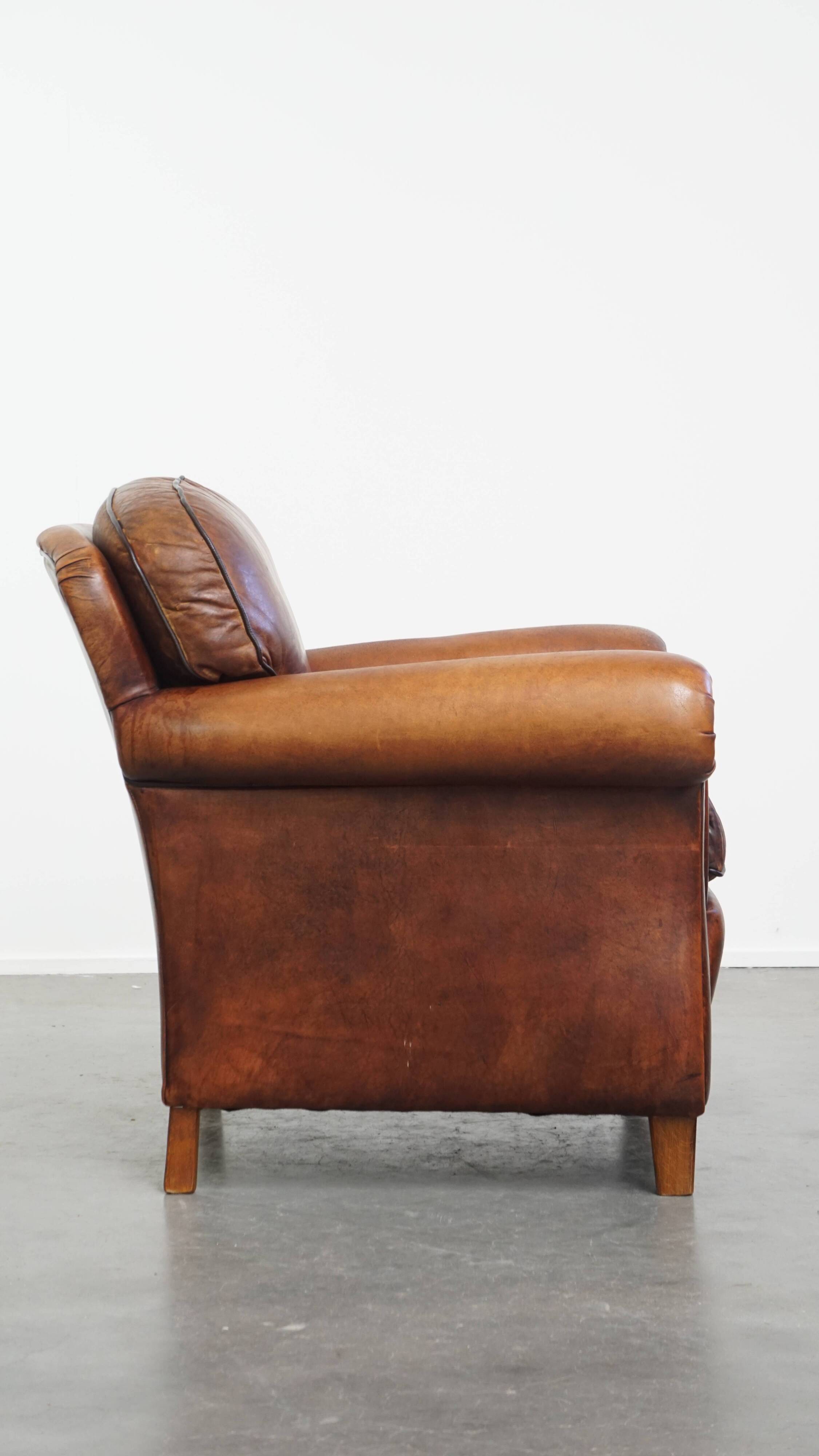 Fauteuil en cuir de mouton de style anglais