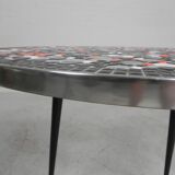 Round tiled table with mosaic, dining table, kitchen table, 1950s