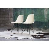Pair of vintage Charles Eames eggshell and fiberglass chairs